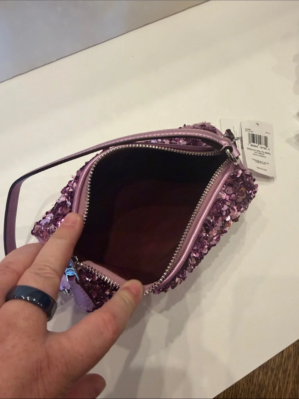 NWT Coach Pink Sequin Wristlet Clutch